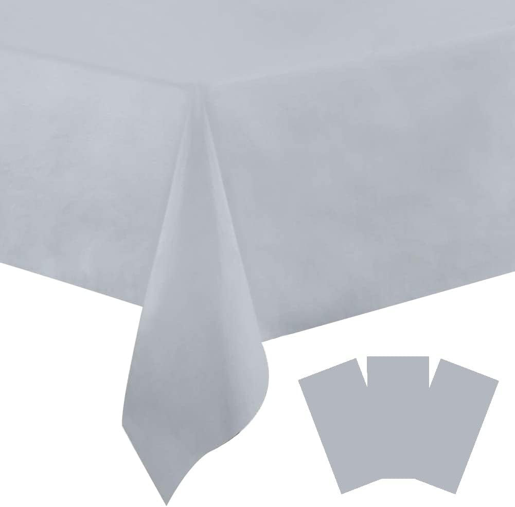 3 Pack Grey Disposable Tablecloth 54x108 Inches