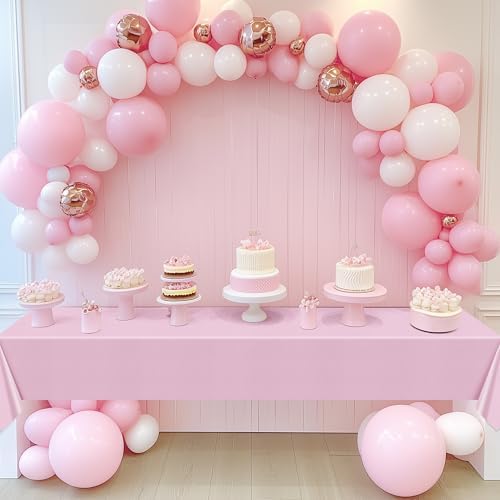 Just Shimmer 6 Piece Pink Tablecloth 54x72 Waterproof Disposable
