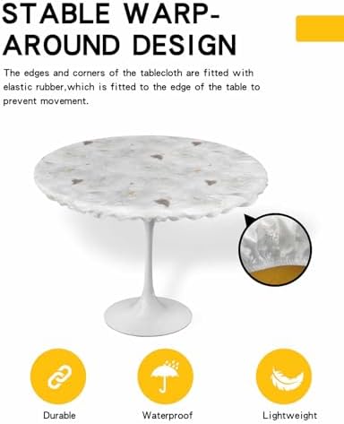 ZOE GARDEN White Rose Floral Waterproof Round Table Cover