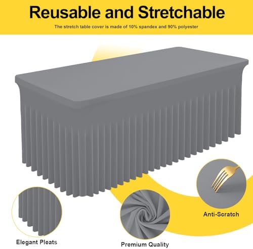 Smiry Spandex Tablecloth 5FT Rectangle Grey