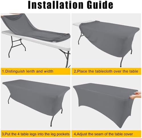 Smiry 2 Pack Stretch Tablecloths 6FT Grey