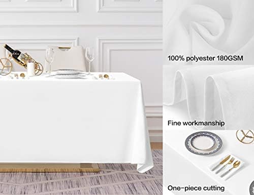 Surmente 2 Pack White Rectangle Tablecloth 90x132 Inch