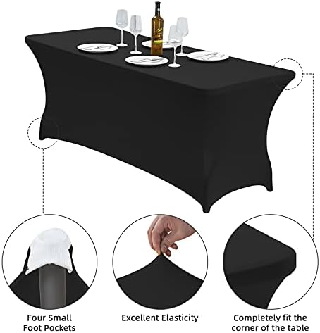 CWK 6FT Stretch Spandex Table Cover - Black