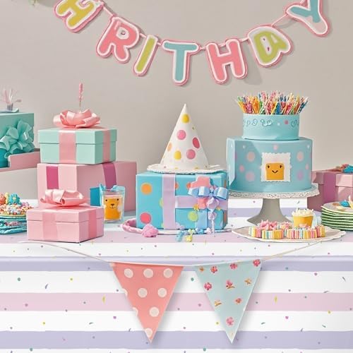4 Pack Ice Cream Tablecloth for Birthday Parties