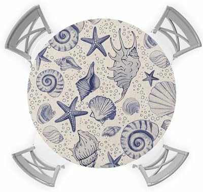 Coastal Starfish Round Waterproof Table Cover for Indoor Outdoor Use