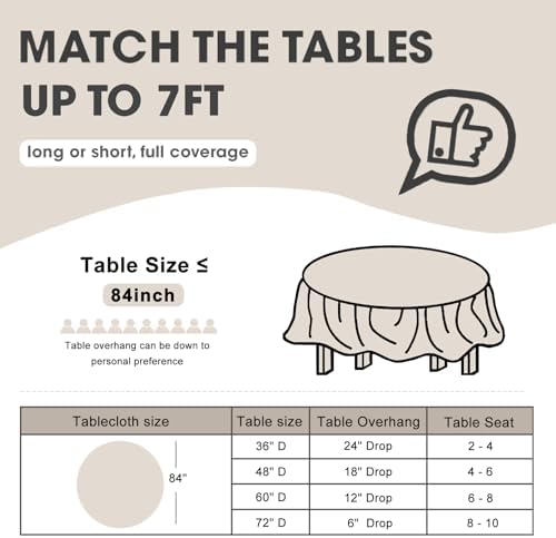 DZ 84 Inch Black Round Tablecloth 6 Pack Disposable