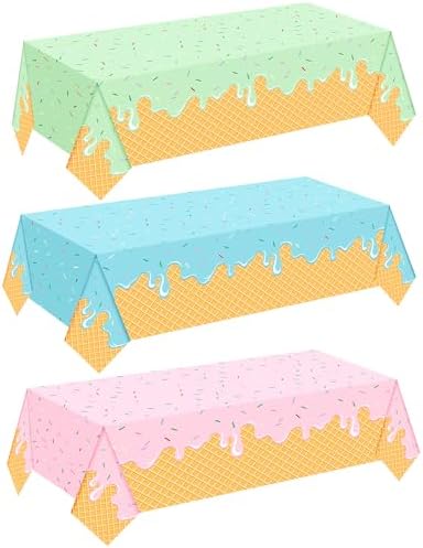UROINEPA Ice Cream Party Decorations 3Pcs Tablecloths