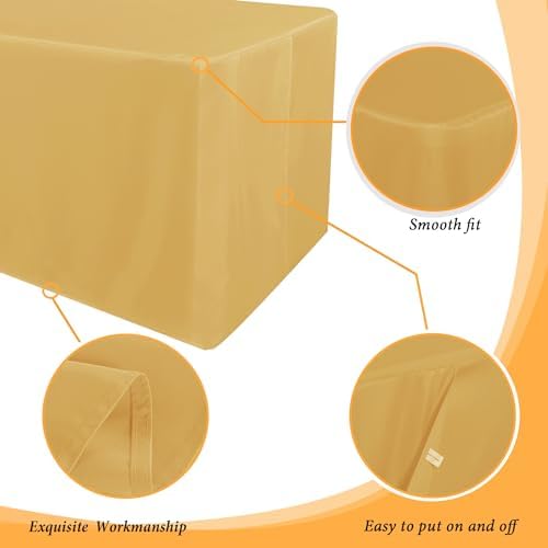 Obstal 2 Pack Tablecloths for 4 Foot Rectangular Tables - Water Resistant Gold