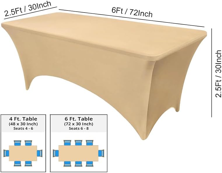 6FT Stretch Spandex Table Cover for Home Events
