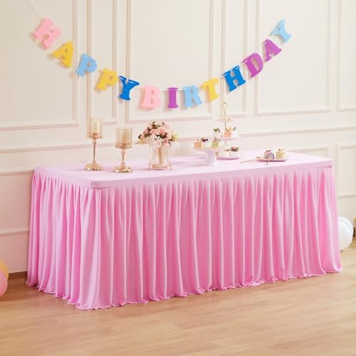 Suppromo 6ft Pink Stretchy Tablecloth 5-Pack