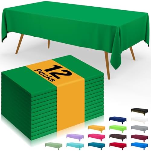 Smiry Disposable Table Cloth 12 Pack Waterproof Rectangle Green