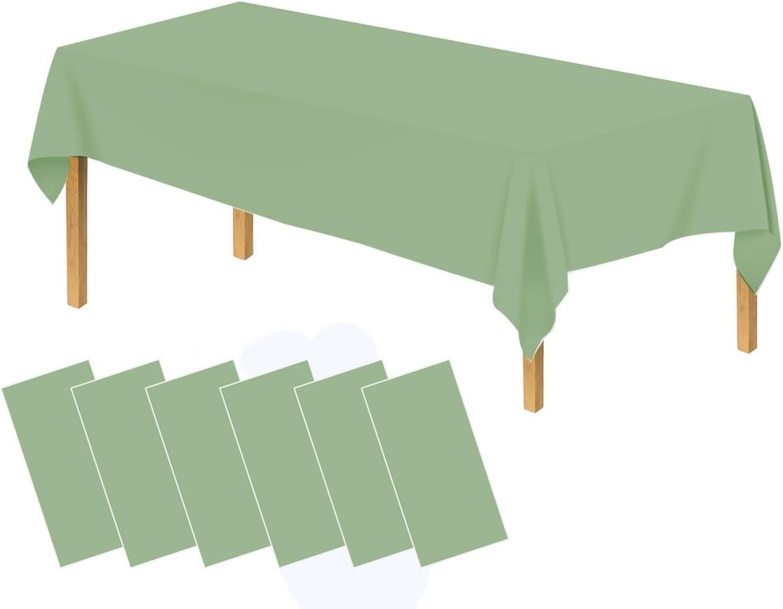 6 Pack Sega Green Tablecloths for 8-Foot Table