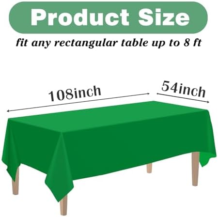 Kopokita 2PCS Green Plastic Tablecloths 54x108 Inch