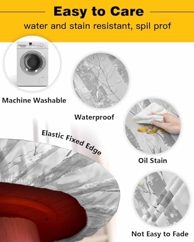 ZOE GARDEN Abstract Painting Tree Round Waterproof Table Cover