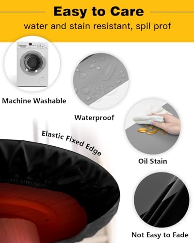 Black White Stripe Round Waterproof Table Cover Fitted Tablecloth