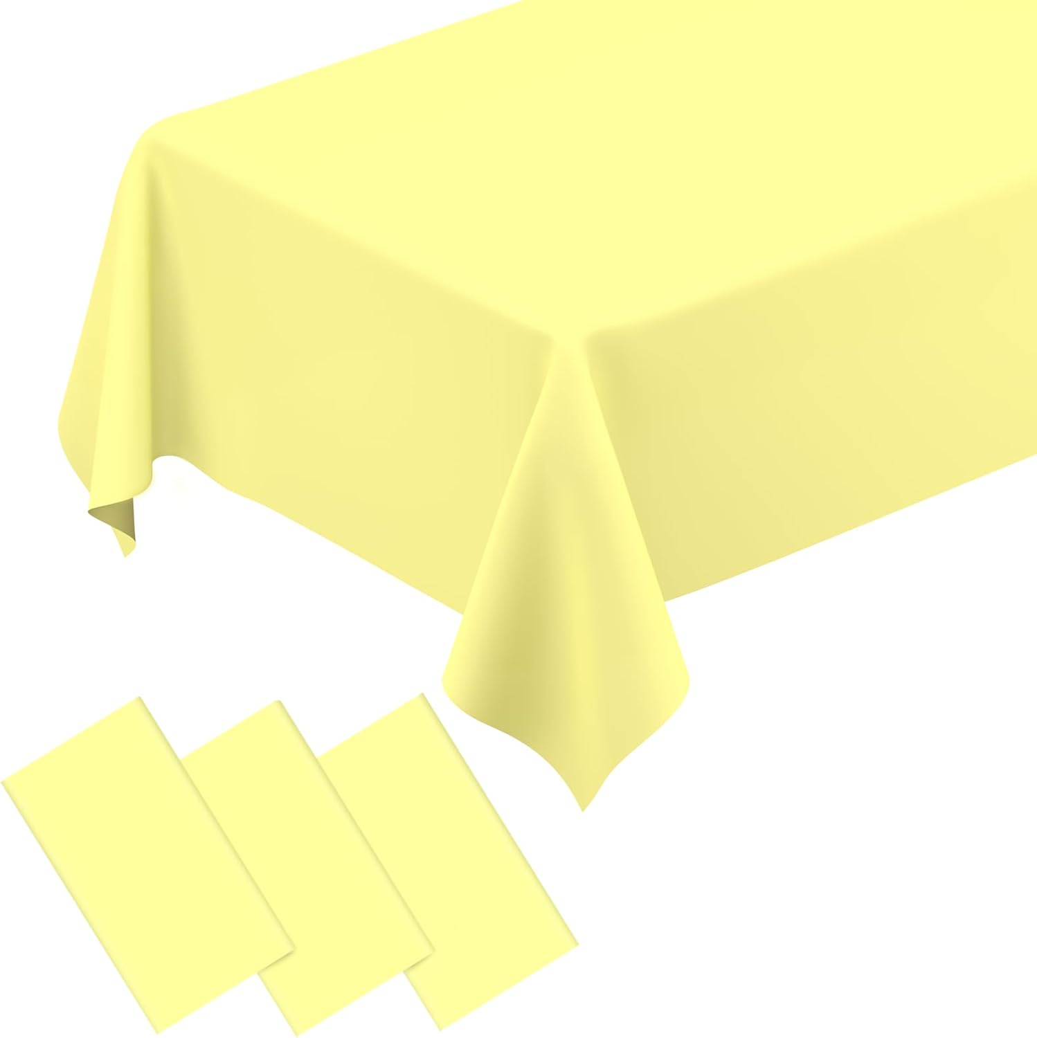 QISOLIY 3 Pcs Light Yellow Tablecloth for Parties