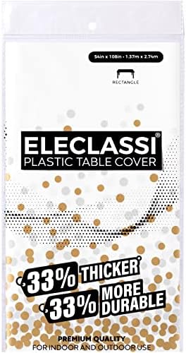 Eleclassi White and Gold Dot Tablecloths 6 Pack 54x108in