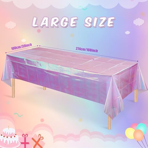 FunnyPars 3 Pack Light Purple Plastic Tablecloths for Rectangle Tables
