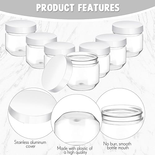 Tanlade 60 Pcs 3 Oz Clear Plastic Jars with Lids