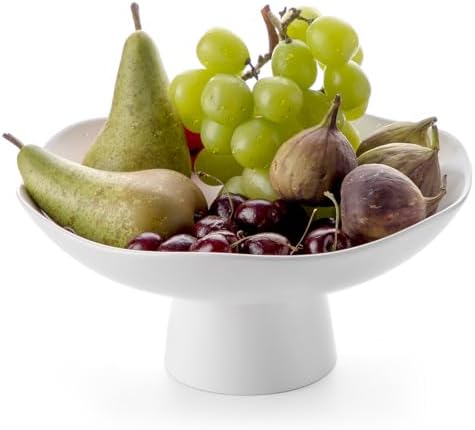 Nucookery 10 Inch Ceramic Fruit Bowl with Wavy Edge