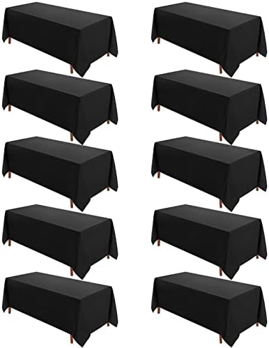 VidaFete 10 Pack 90x132 Inch Black Tablecloth