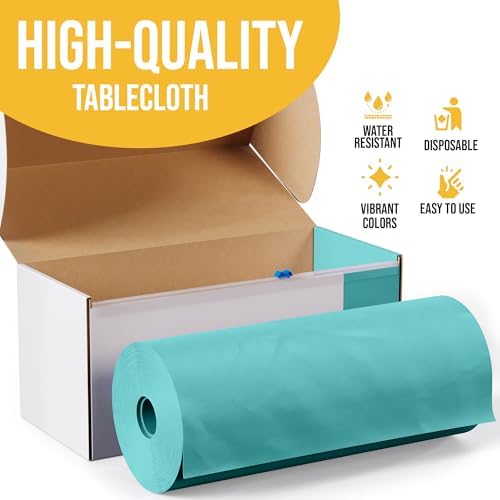 Exquisite Party Solids Aqua Plastic Table Cover Roll