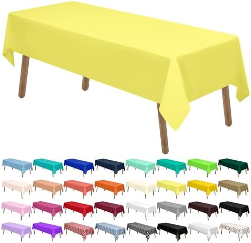 Light Yellow Plastic Tablecloths 2 Pack for 8 ft Table