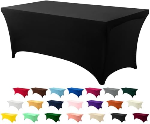 Utopia Kitchen 6FT Spandex Tablecloth Black 200 GSM
