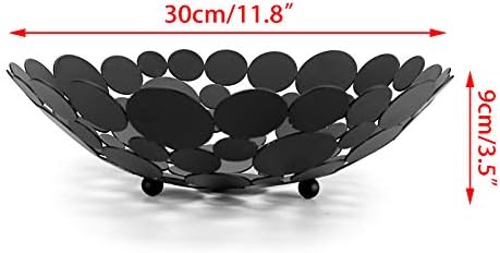 OwnMy Black Round Metal Fruit Bowl Basket