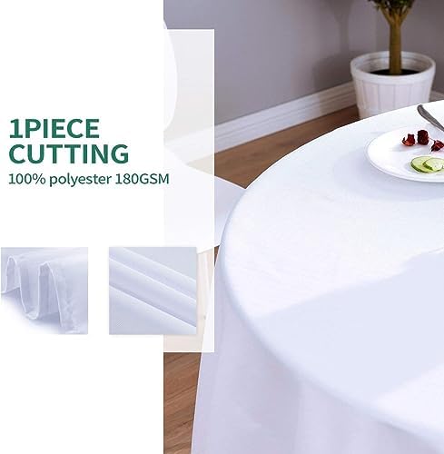 Surmente 5 Pack White 120 Inch Round Tablecloth