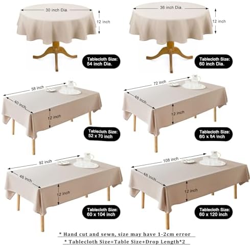 Textured 50 Inch Round Tablecloth - Waterproof Wipeable