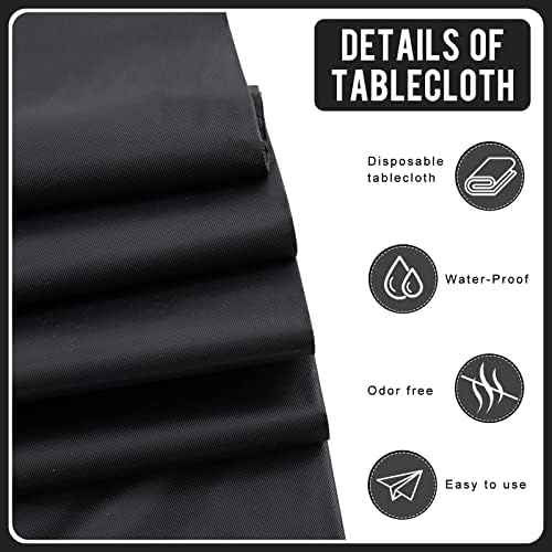 Eleclassi Black 6 Pack Premium Plastic Tablecloths 54x108in
