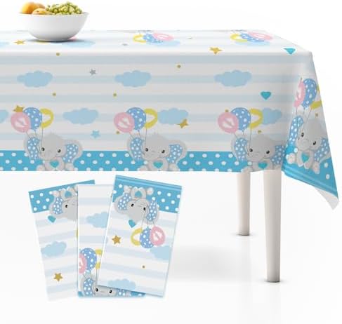 Elephant Table Covers 3 Pack 54 x 108 Jungle Theme Kids Tablecloths for Birthday Parties
