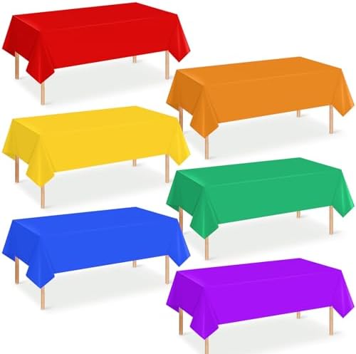 6 Color Rainbow Plastic Tablecloths for Party Decorations