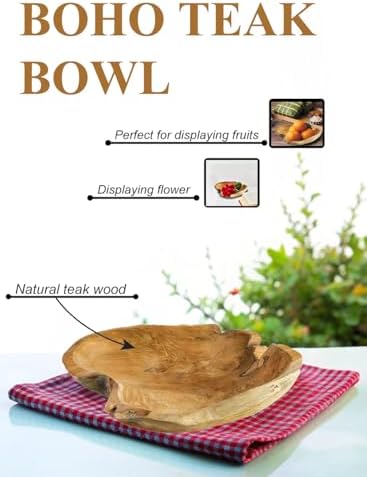 Serene Spaces Living Boho Teak Bowl 8 Inch