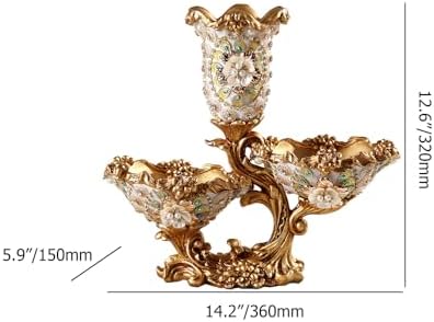 BULUXE 2 Tiered Fruit Bowl Resin Gold White