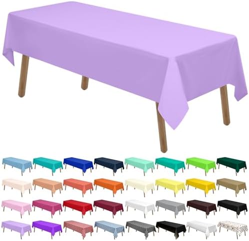 Lavender Plastic Tablecloths 2 Pack Lilac Disposable Covers 54x108 Inch