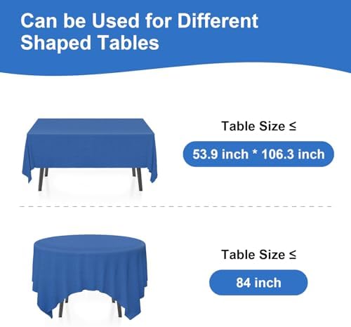 Qi Boo 3 Pack Blue Paper Tablecloths for Rectangle Tables 54x108 Inch