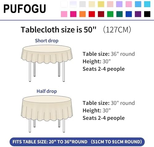 Pufogu 50 Inch Round Black Sequin Tablecloth