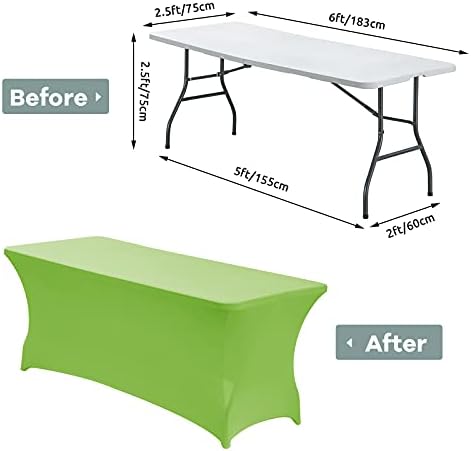 CWK 6FT Waterproof Stretch Spandex Table Cover - Light Green