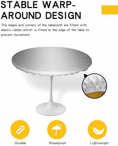 Grey Round Waterproof Table Cover 36-44 Inch Fitted Tablecloth