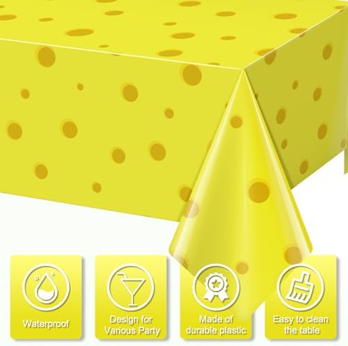 3Pcs Cartoon Yellow Tablecloths for Birthday Parties