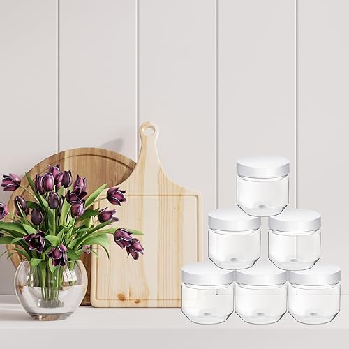 Tanlade 60 Pcs 3 Oz Clear Plastic Jars with Lids