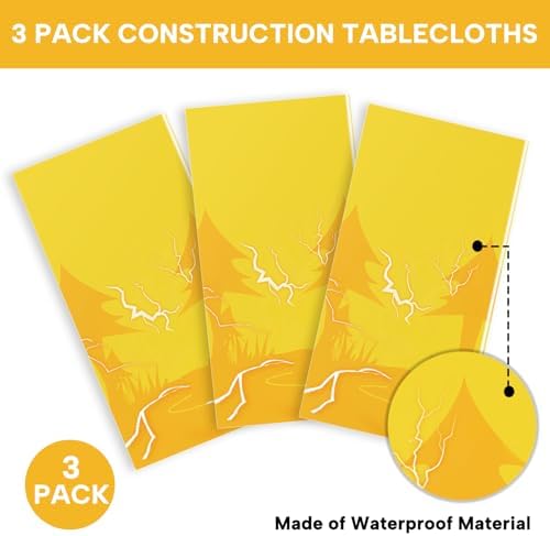 AURORAPARTY 3pcs Yellow Cartoon Tablecloth 54x108inches