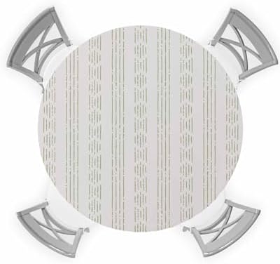 Geometric Sage Green Round Waterproof Table Cover Fitted Tablecloth