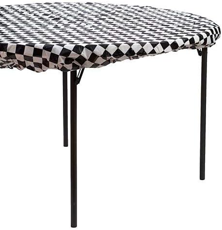 Creative Converting 703000 Black Checkered Tablecloth 60x60in