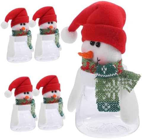 BIUDECO Snowman Candy Containers 5 Pack Christmas Decorative Jars