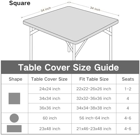 Square Fitted Table Cover 34x34 Inch Grey Spandex Tablecloth