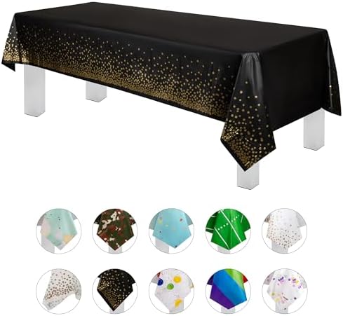 Grandipity Gold Dot on Black 12 Pack Tablecloth 54x108