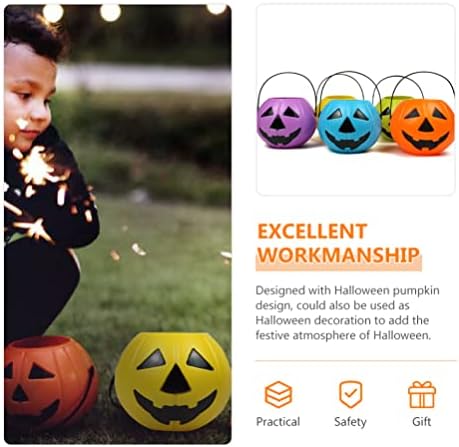 VOSAREA 2pcs Pumpkin Bucket Halloween Candy Buckets with Handles for Party Supplies